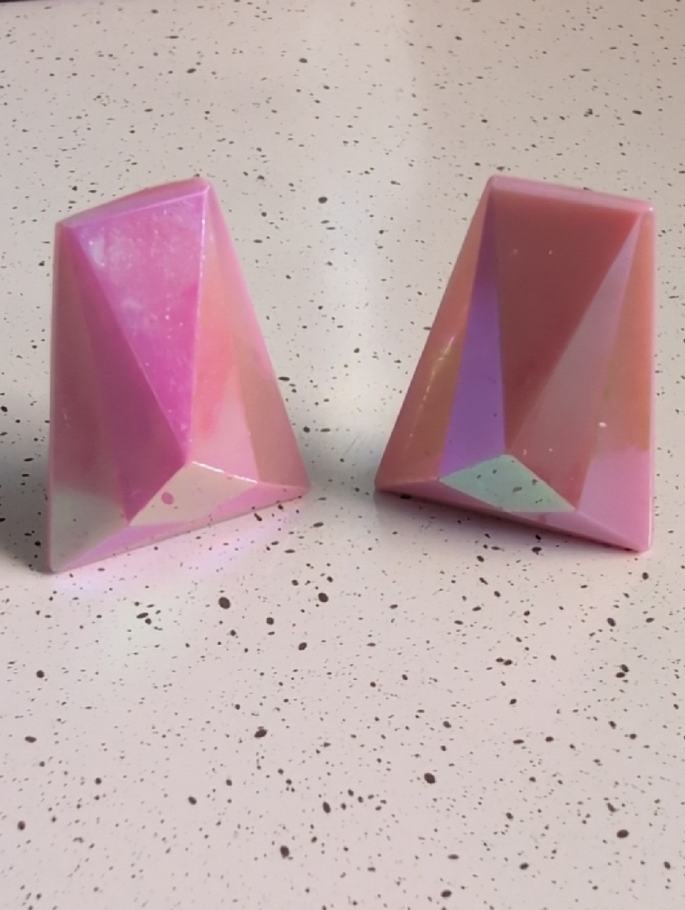 Pink Aurora Borealis Vintage 1980s Clip On Earrings